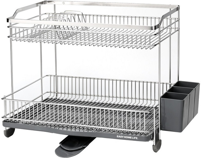 이지홈라이프 스텐 304 식기건조대 프리미엄, 2단, 다크그레이