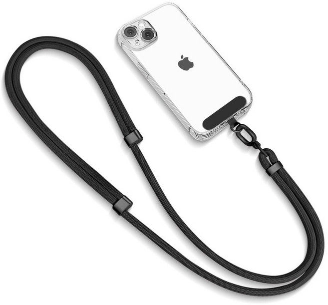 탑겟 핸드폰 숄더 스트랩 길이조절 목걸이 건망증 도난방지 크로스 어깨끈, 1개, 다크 블랙