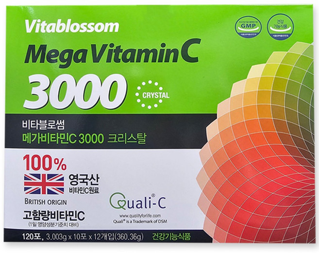 메가비타민C 3000mg 크리스탈 4개월분 (총 120포) 영국산 고함량비타민C 분말, 1개