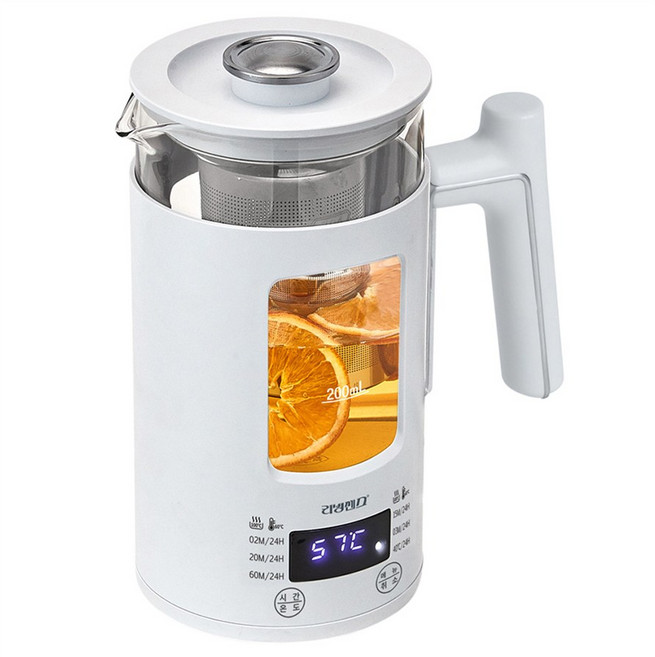 리빙센스 이중단열 유리 티포트 전기포트 0.6리터, 화이트