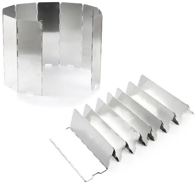 CTM 접이식 버너바람막이 알루미늄 윈드스크린 10단 12단 가스 렌지 코펠 가드 캠핑취사용품, CTM 버너바람막이 12단 실버, 1개