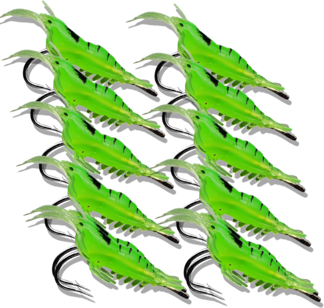글로리존 낚시 새우 미끼 갈고리 크릴 밑밥, 10개, 1.5g, 그린