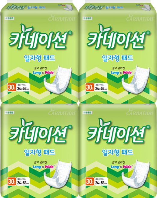 휴먼스토리 안심 일자형 패드 환자용 성인 기저귀, 30개입, 4개
