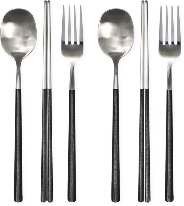 브리앙뜨 펄인러브 수저+포크세트, 2세트, 숟가락+젓가락+포크, 블랙