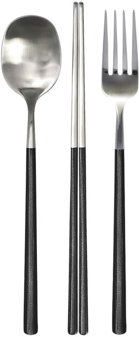 브리앙뜨 펄인러브 수저+포크세트, 1세트, 숟가락+젓가락+포크, 블랙