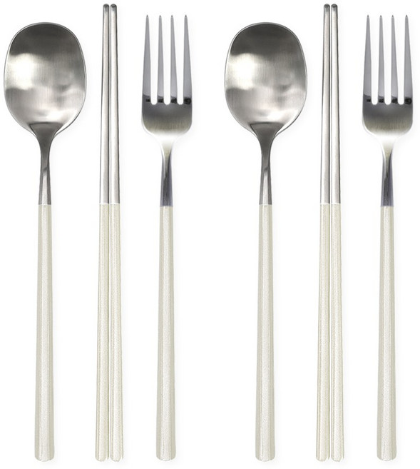 브리앙뜨 펄인러브 수저+포크세트, 2세트, 숟가락+젓가락+포크, 아이보리