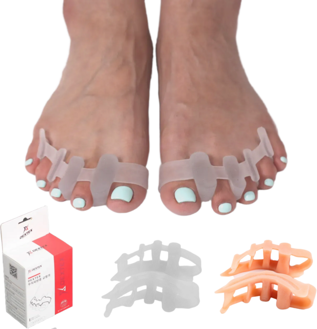 DEXTEX 실리콘 무지외반증 발가락 교정기, 1세트