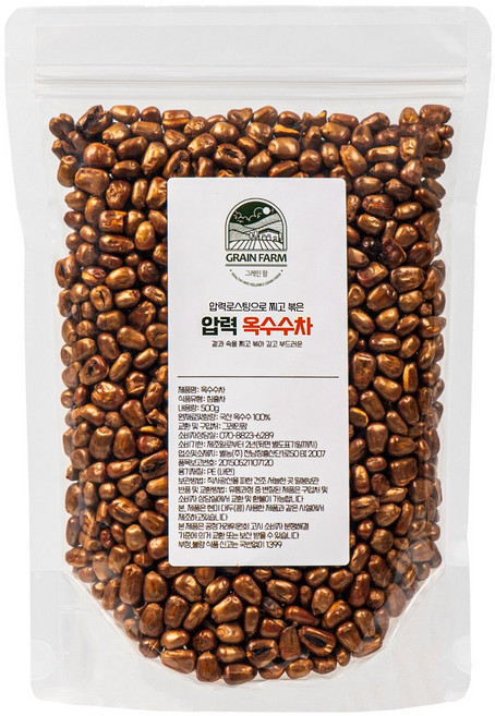 그레인팜 국산 옥수수차 100% 압력으로 찌고 볶은 통알곡 볶음 옥수수차, 1개, 500g