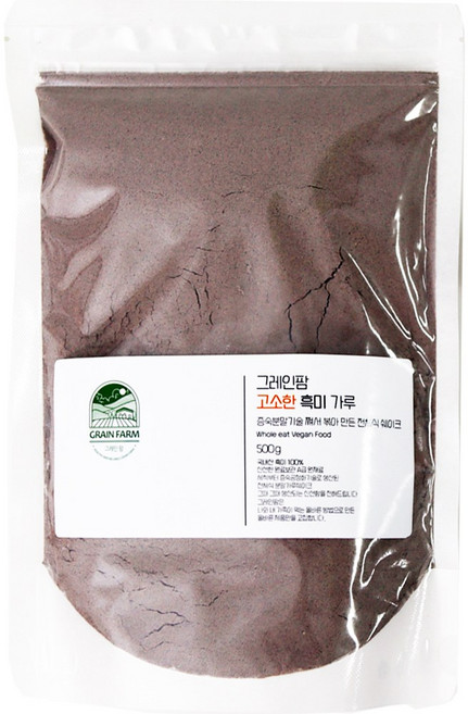 그레인팜 증숙으로 쪄서 볶은 흑미가루 500g 국산흑미100%가루 흑미죽가루 식사대용쉐이크, 1개