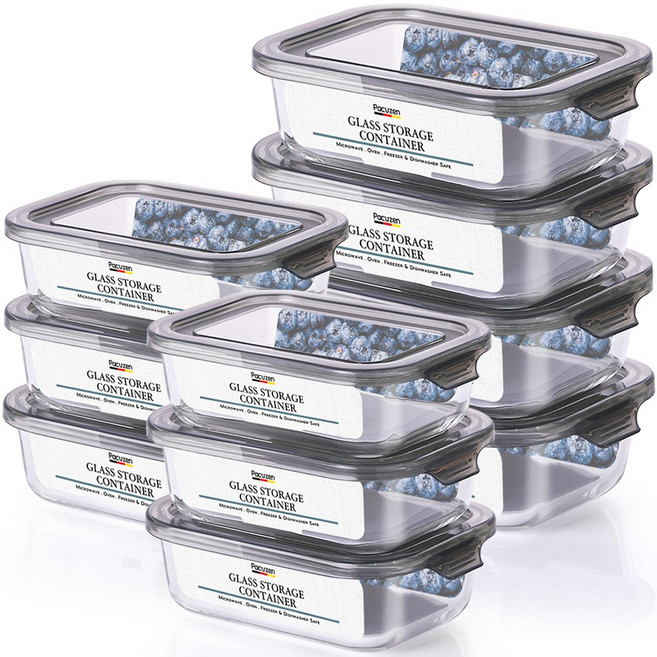 파쿠젠 이지캡 내열유리 반찬통세트 직사각 10P 440ml 6p+680ml 4P, 1세트, 직사각440ml 6p+680ml 4P 10p