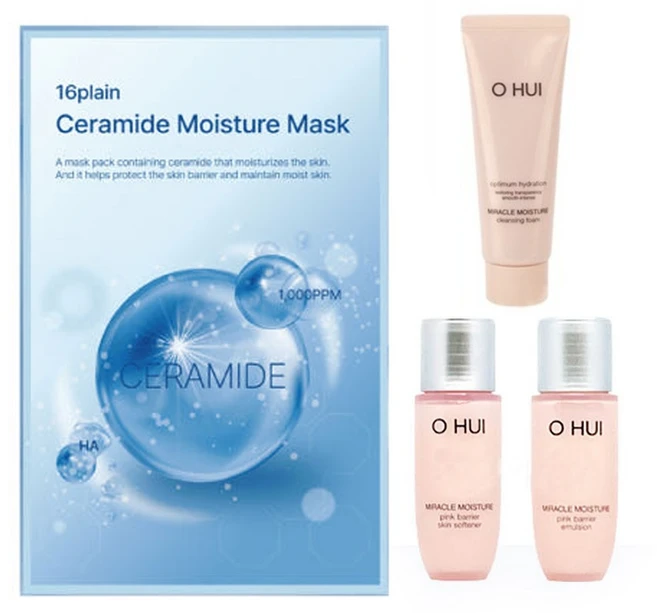 마스크팩 + 오휘 미라클 스킨 20ml 로션 20ml 미라클 폼 클렌저 40ml / 여행용 화장품 / 피부 보습부터 꽉 채워주는 우유빛 피부를 가꾸어 주는 화장품, 1세트 - 쿠팡