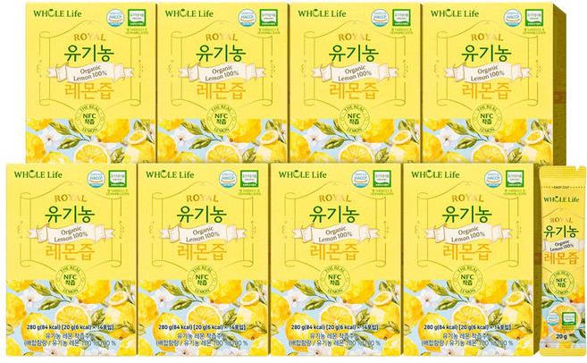 WHOLELIFE 유기농 레몬즙 14p, 280g, 8개