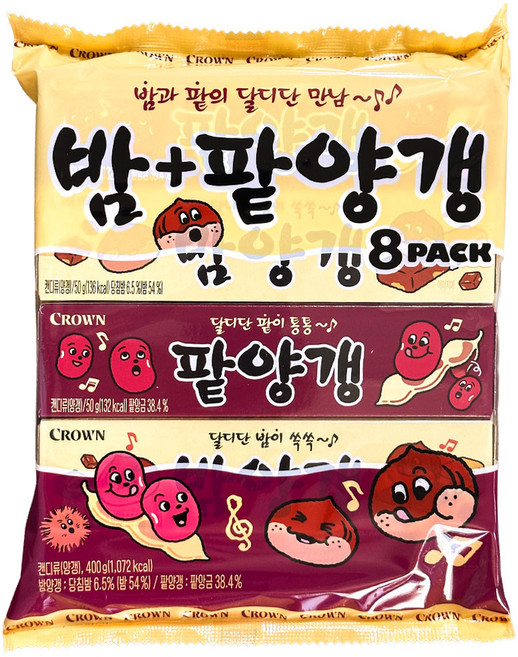 크라운 밤양갱 4p + 팥양갱 4p, 400g, 1세트