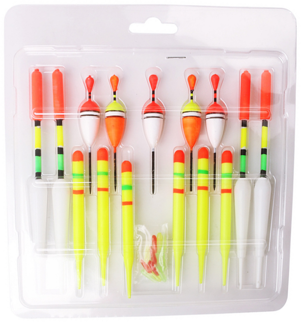 전문가용 수직형 루어 플로트 15종 세트 | 다양한 부표 태클 포함, 투명, 1세트