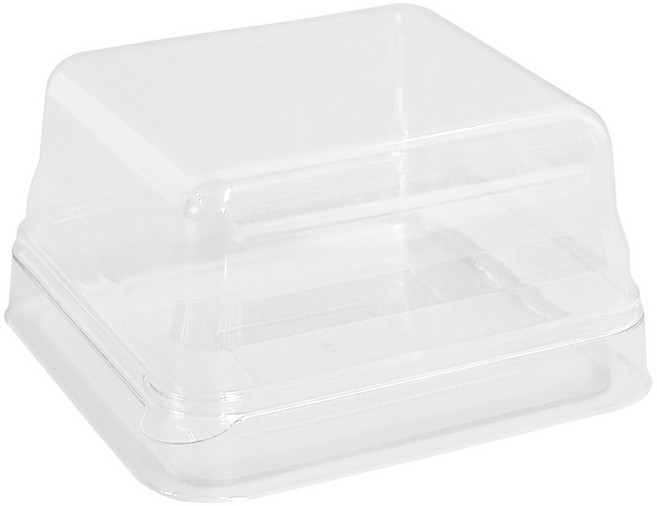 미니 생크림 롤케이크 카스텔라 사각 투명 디저트 케이스 뚜껑+받침 세트 100개