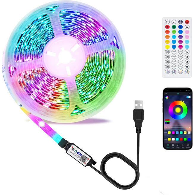 루카스 RGB 간접 줄조명 뮤직 라이트바, 5m, 혼합색상