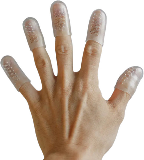 이츠오 실리콘 손가락 보호 통풍 골무, 10개, 투명