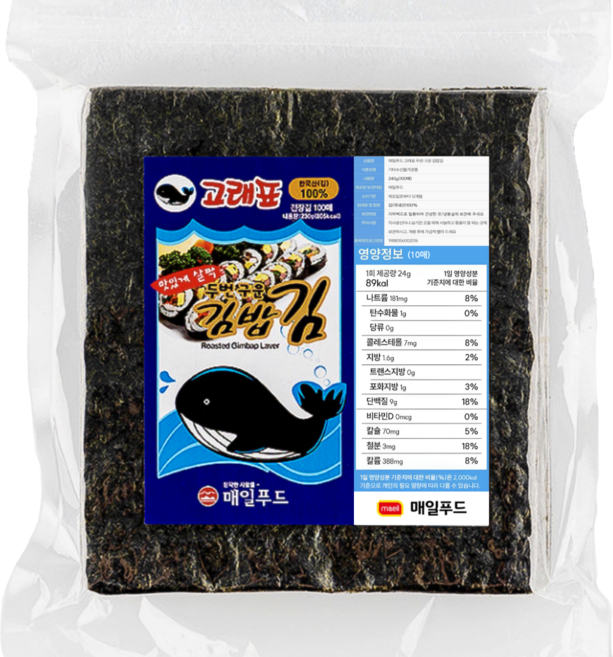 매일푸드 고래표 두번 구운 김밥김 100매, 1개, 240g