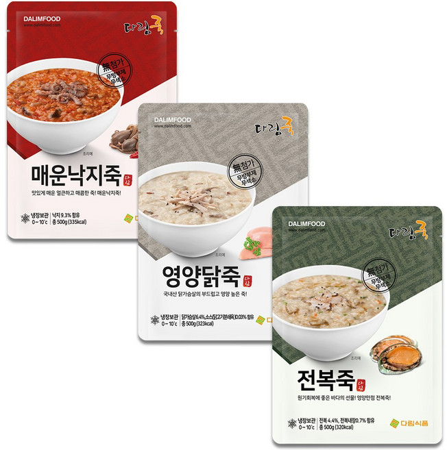 여름 복날 보양죽 3팩 세트, 3개, 500g