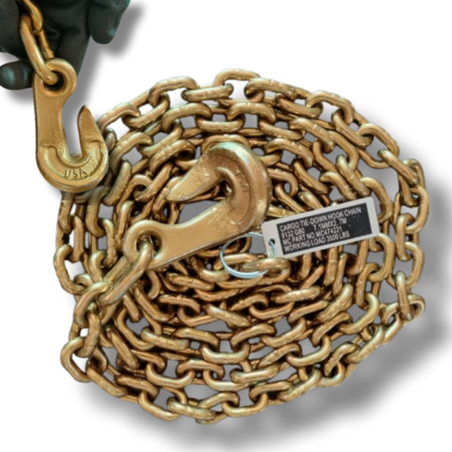 낙하산체인 낙줄 쿠사리 체인 후크 화물 고정 견인 7.1mm X 2.8M, gold, 1개