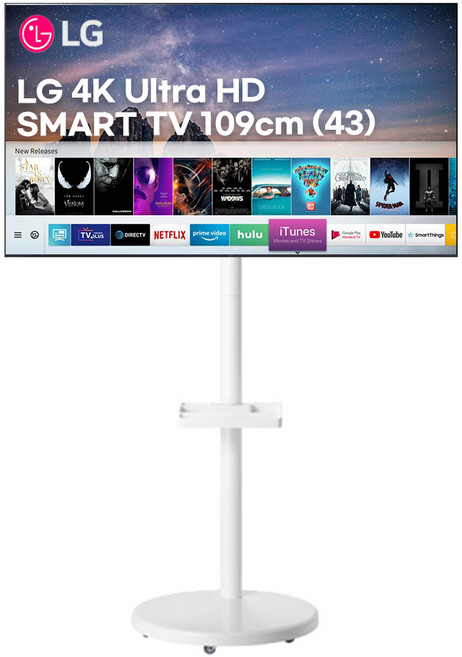 LG 43인치 4K UHD 스마트 TV 43UQ7070 화이트 이동식 스탠드 엘텐바이미, 방문설치, 스탠드형, 43UQ7070 이동형 엘탠바이미
