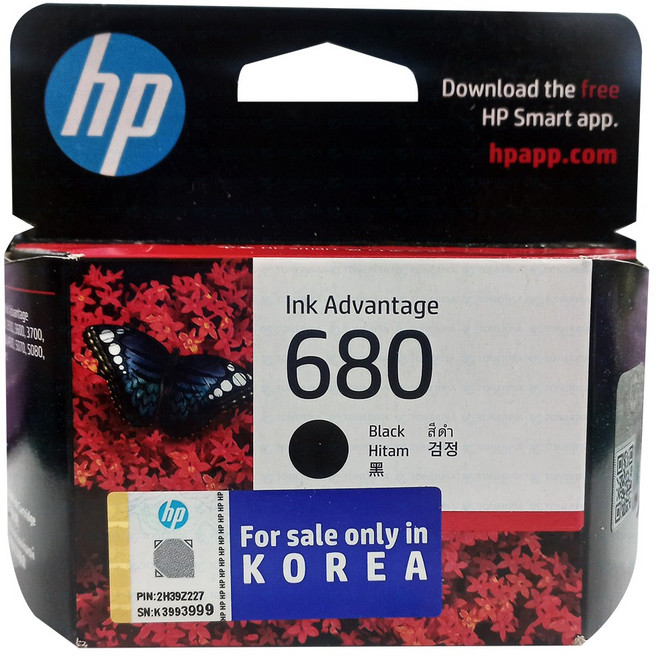HP 정품잉크 NO.680 HP3635 HP3835 HP4535 HP4675, 01_검정(BLACK), 1개