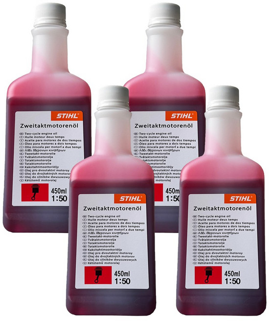 STIHL 스틸 2행정 2싸이클오일 스틸오일 450ml 독일생산정품 식물성오일 혼합비율50:1, 4개, 본품(배터리없음)