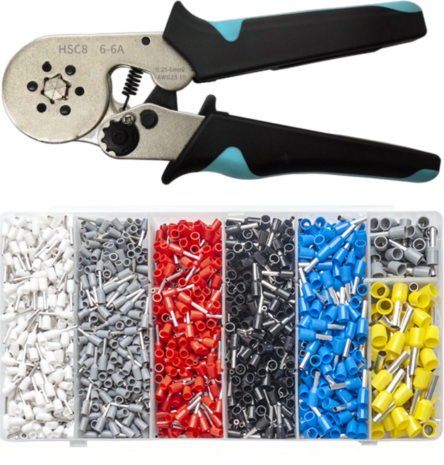 5위 - 펜홀단자2200PCS+전문용 압착기6각 HSC8 6-6A(실버) 페룰 페놀 ferrule 핀 커넥터 터미널,