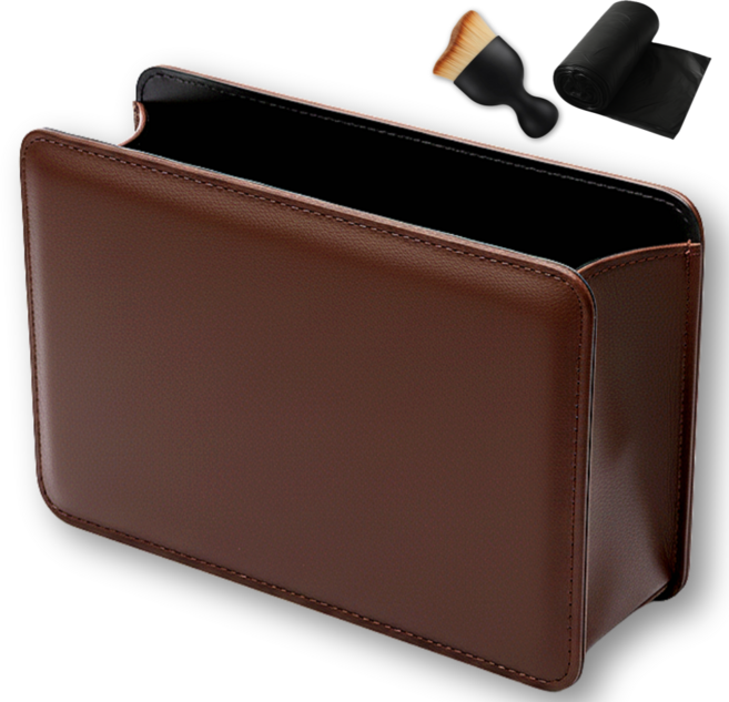 프라임그래피 다용도 차량용 수납 정리함 쓰레기통, 모카브라운