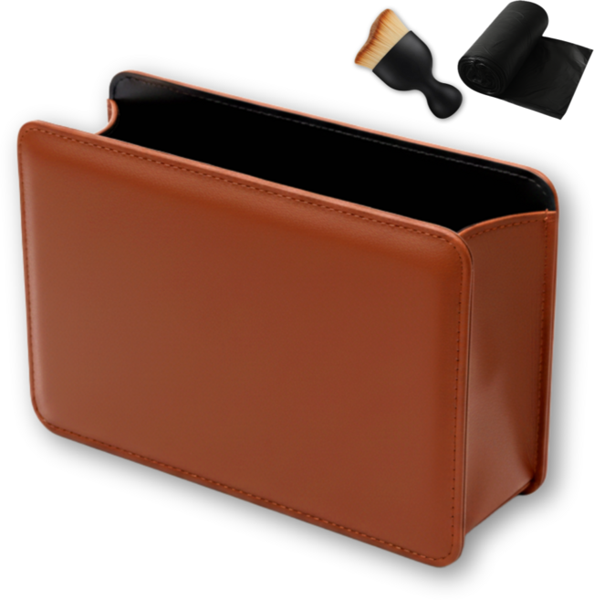 프라임그래피 다용도 차량용 수납 정리함 쓰레기통, 시나몬