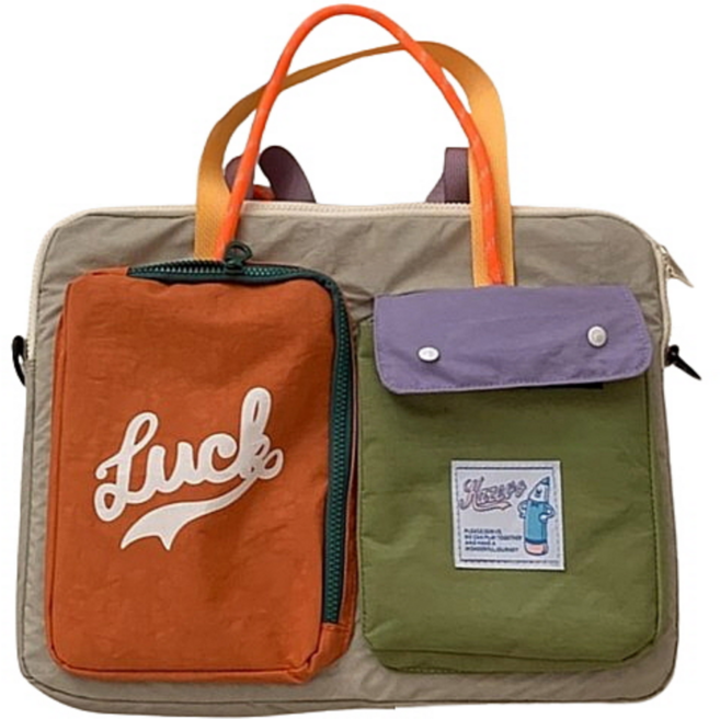 컴위즈 여성 노트북 가방 유니크한 숄더백 테블릿 파우치 예쁜 손잡이 가방, 럭키베이지