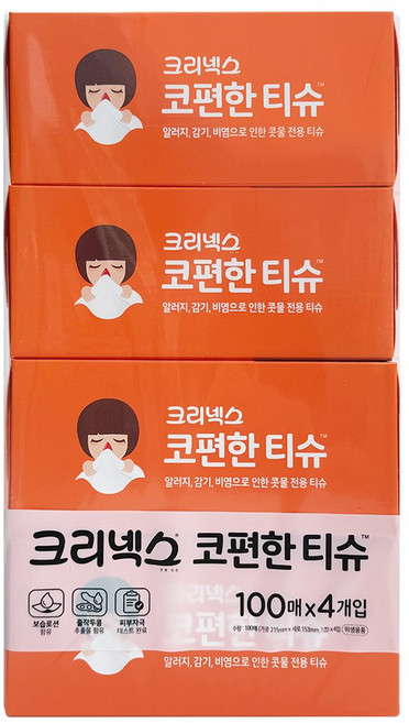 크리넥스 코편한 각티슈 1겹, 100개입, 12개