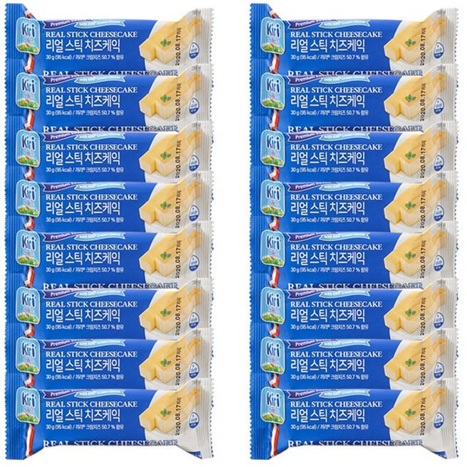[냉동]끼리 리얼스틱 치즈케익 30g 플레인 16개