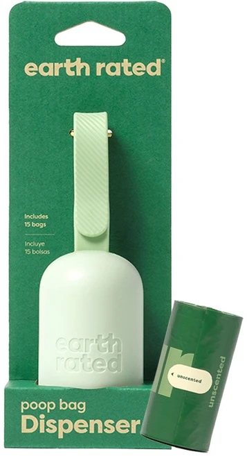 얼스레이티드 디스펜서 배변통 + 배변봉투 1롤 15매 무향 강아지 친환경 풉백, 1개, 15개입, 그린 - 쿠팡