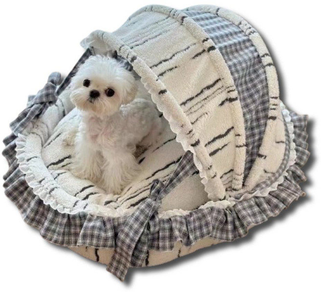 마이루 강아지집 자카드 요람 하우스, 1개, 그레이