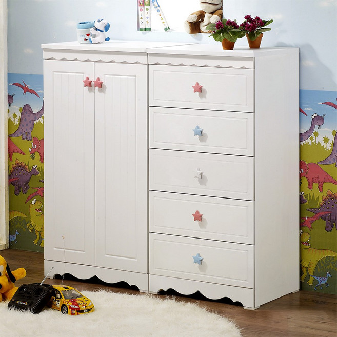 미자크 파스텔 수납장+5단서랍장세트 / 베이비옷장 아기옷장 키즈 출산준비 유아가구 1200 1600, 화이트, 파스텔 수납장+5단(600), 1개