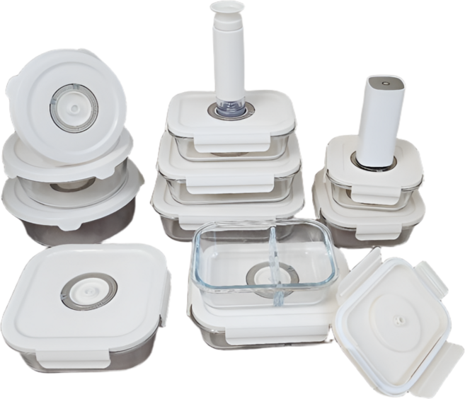 Zhehong 내열 유리 진공 밀폐용기, 1세트, 밀폐용기(11종)+펌프(2종)