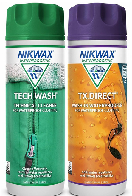닉왁스 테크워시+워시인 세트 고어텍스 세탁 텐트세탁 아웃도어 의류 세탁세제 발수제, 1세트, 300ml