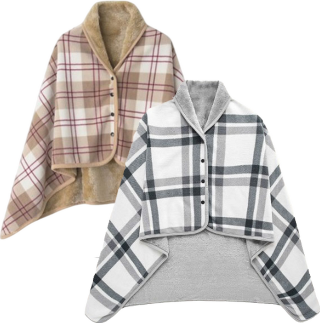 [1+1] 스마일리 겨울 똑딱이 극세사 무릎 담요 차량용 사무실 밍크 망토