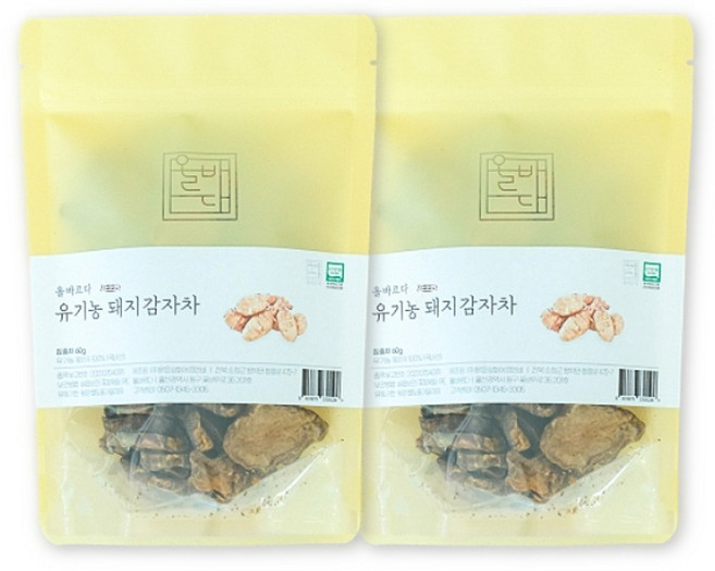 올바르다 유기농 돼지감자차, 1세트, 60g, 2개입