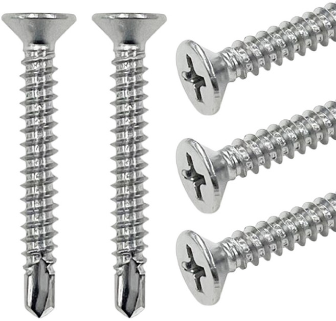 (유진코) 스텐레스 접시머리 #8x38 양날피스 300개 SUS410 직결 나사, 1세트