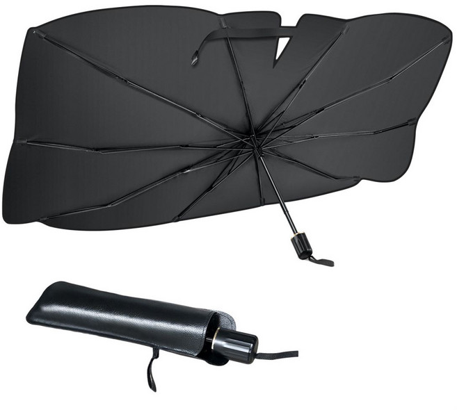 Moteur 차량용 햇빛가리개 원터치 앞유리 선블라인드 자동차우산 간편 파라솔 UV 자외선 차폐 /수납 포함, 짙은  블랙, 1개