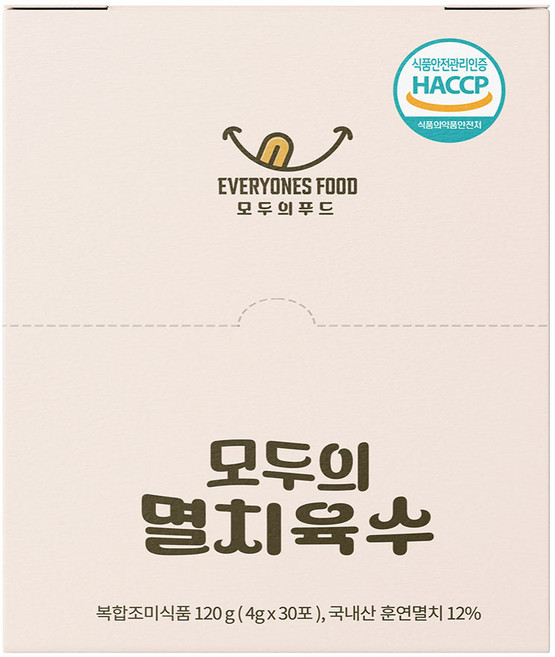 모두의 멸치육수 120g 30인분 해물육수 다시팩 고체육수 코인육수 조미료 가루 분말 동전, 1개