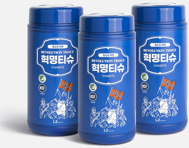 [홈쇼핑 정품][국내생산] 데일리아이디어 혁명티슈 멀티클리너 세정티슈 1종세제 안심성분, 3개