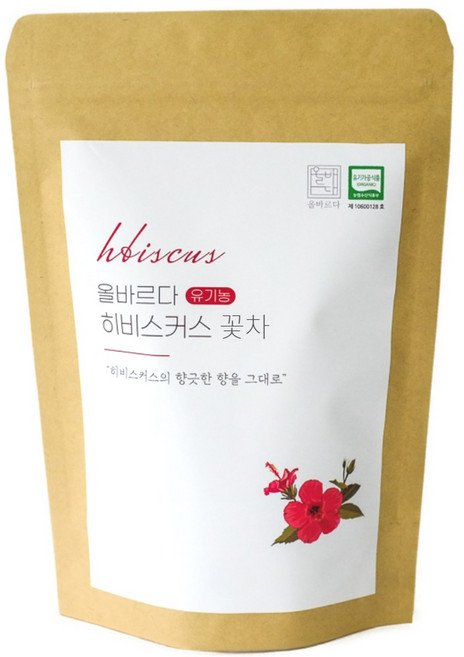 올바르다 유기농 히비스커스 차 티 꽃차 리필 원물, 120g, 120g, 1개, 1개입