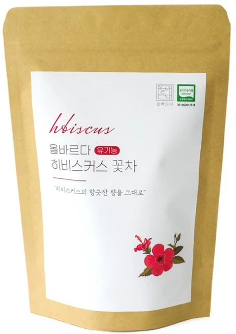 올바르다 유기농 히비스커스 차 티 꽃차 리필 원물, 120g, 120g, 1개, 1개입 - 쿠팡