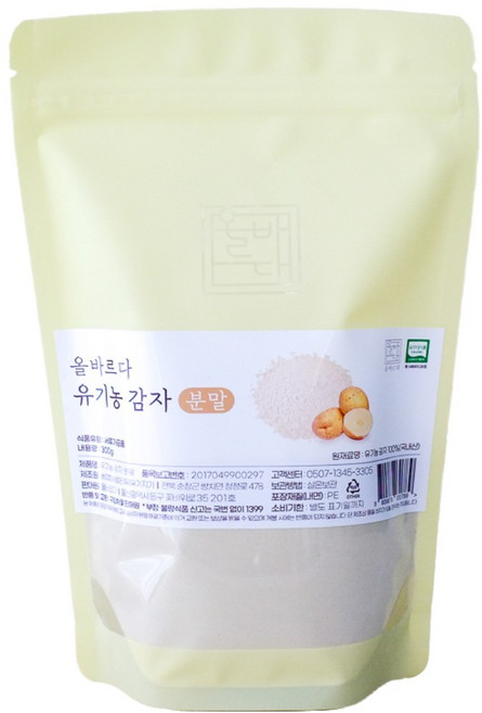올바르다 유기농 감자 가루 분말, 1개, 300g