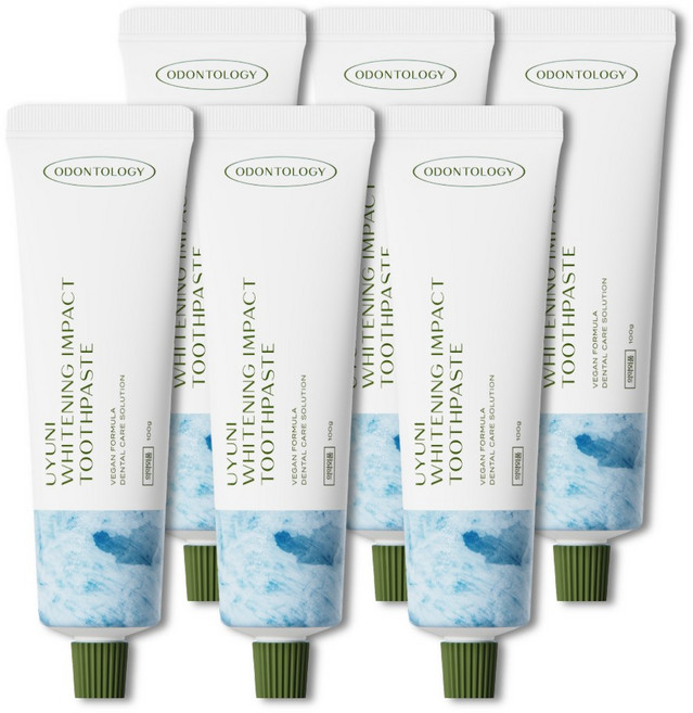오던톨로지 우유니 미백치약 화이트닝 구취제거, 6개, 100g