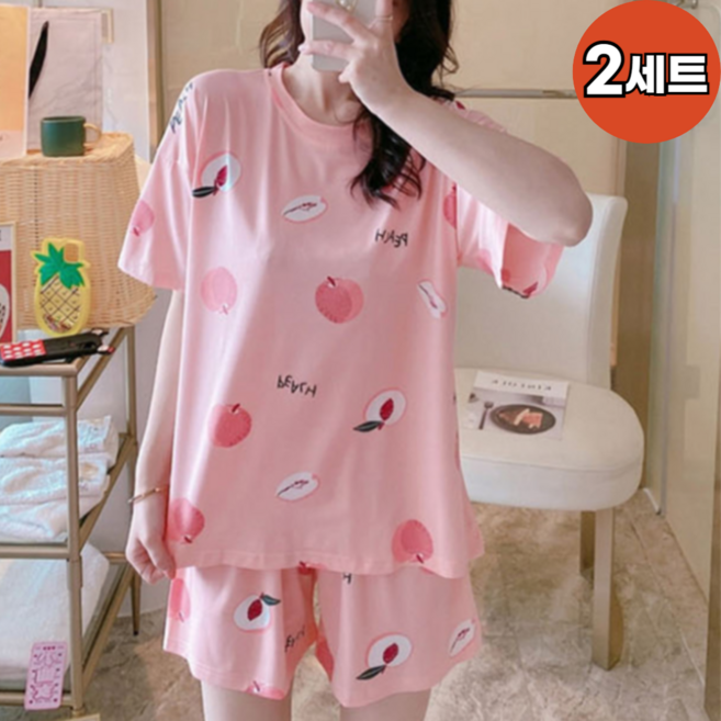 1+1(2세트) 캐릭터 11종 반팔 상하세트 여성 잠옷 파자마 홈웨어 수면 실내복 마켓엘리