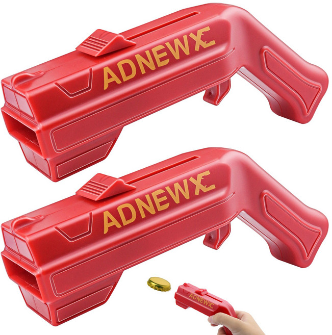 ADNEWX 맥주 병따개 플라스틱 병따개 음료수 뚜껑 따개 - 맥주 캡 발사기 병뚜껑 오프너 건, 2개, 레드